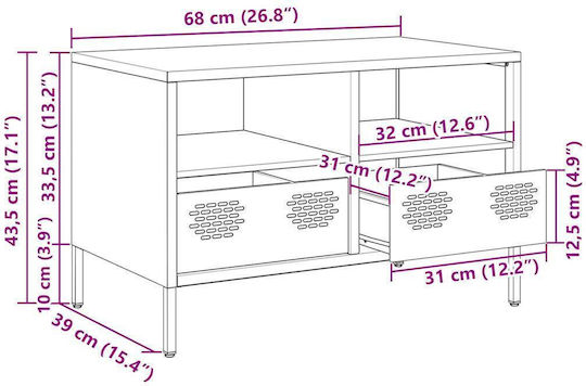 Metal TV Stand Mustard Yellow M68xD39xH43.5cm