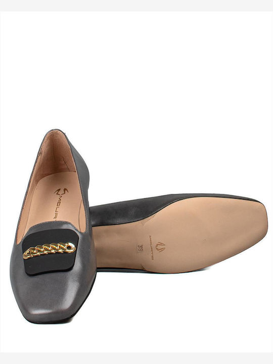 Δερμάτινα Γυναικεία Loafers σε Γκρι Χρώμα