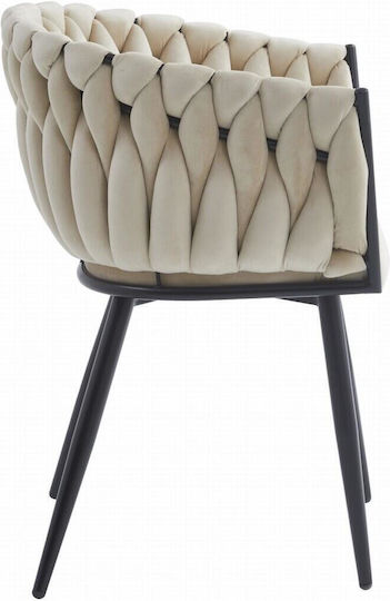 Scaune Bucătărie Catifelate Beige And Black 1buc 61x55x79buc
