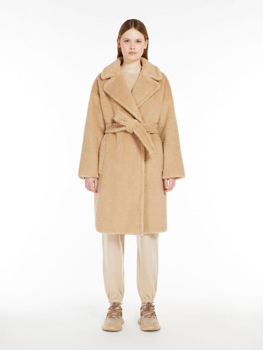Wolle Damen Beige Mantel