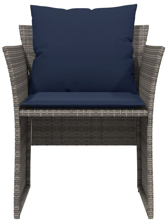 Fotoliu de exterior Rattan Gri cu pernă 50x50x36cm