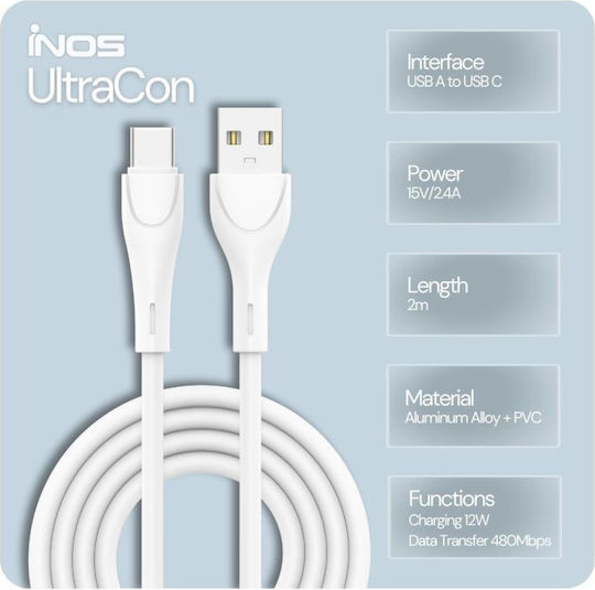 iNOS USB 2.0 Kabel USB-C männlich - USB-A 12W Weiß 2m