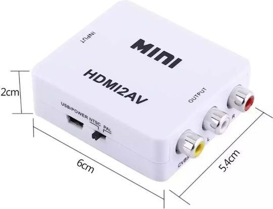 Andowl Qy-v03 HDMI Converter Female To RCA Female White