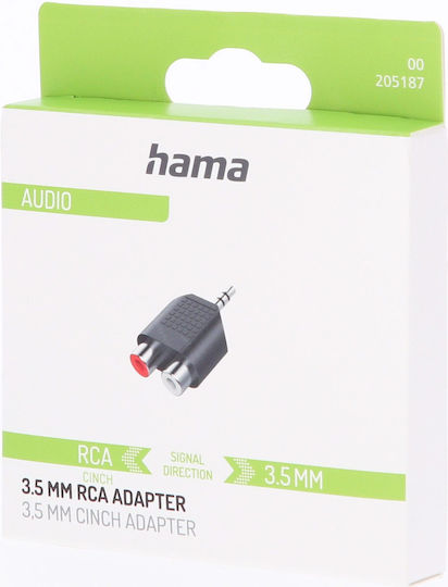 HAMA Convertor 3.5mm masculin în RCA 2x femelă 1buc 00205187
