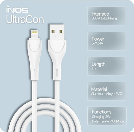 iNOS USB-A to Lightning Cable 12W White 1m