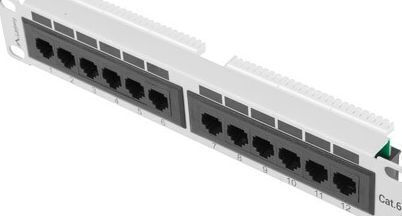 Lanberg Panou Patch Neecranat pentru Rack 1U 10" 12 Porturi cat6 Gri