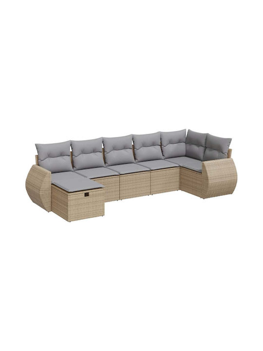 Corner Outdoor Sofa Rattan with Chest and Cushions 55x55x69cm