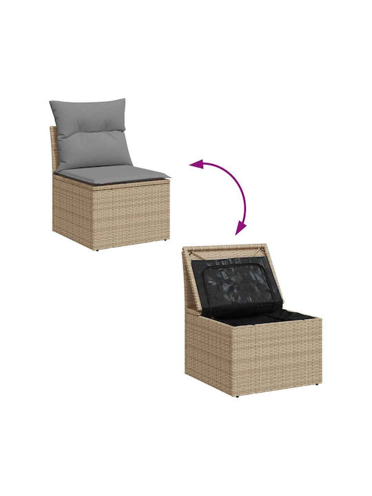 Corner Sofa Outdoor Rattan with Chest and Pillows 55x55x34cm