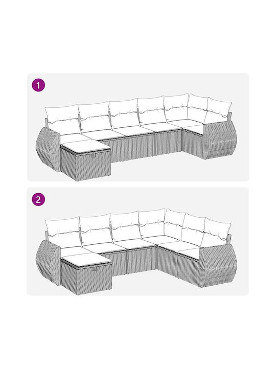 Corner Outdoor Sofa Rattan with Chest and Cushions 55x55x69cm