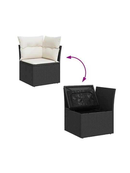 Corner Sofa Outdoor Rattan with Chest and Pillows 55x55x34cm