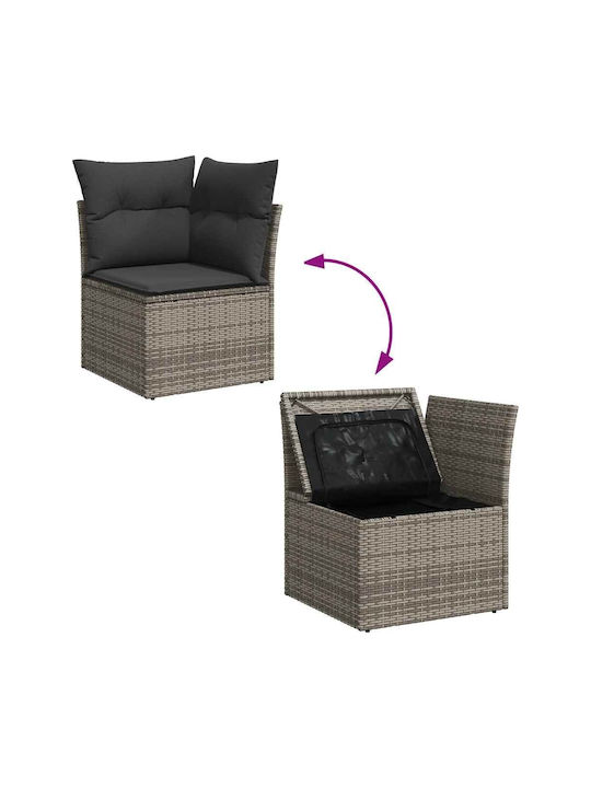 Corner Sofa Outdoor Rattan with Chest and Pillows 55x55x34cm