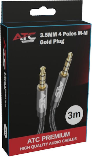ATC Καλώδιο Ήχου TRRS 3.5mm male - 3.5mm male Μαύρο 3m 02.008.0147