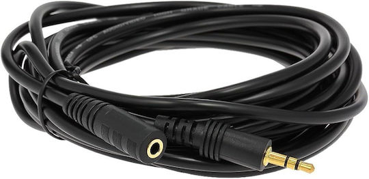 3.5mm Jack Cable Male - 3.5mm Female Black 5m with Gold Plated Terminals Female