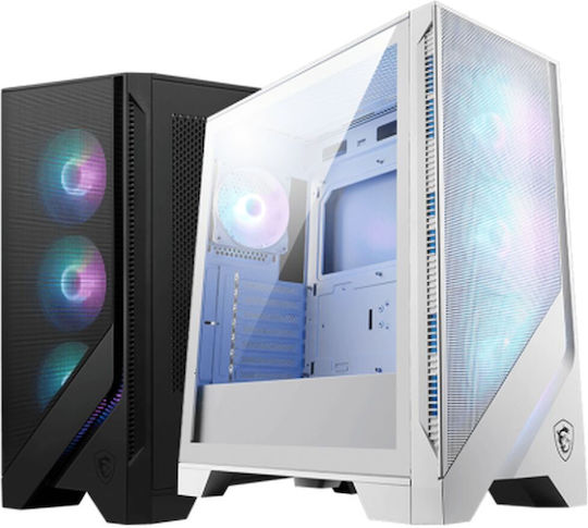 MSI Mag Forge 320R Airflow Gaming Midi-Turm Computergehäuse mit Seitenfenster Weiß