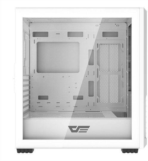 Darkflash DF2100 Gaming Midi Tower Κουτί Υπολογιστή με Πλαϊνό Παράθυρο και RGB Φωτισμό Λευκό