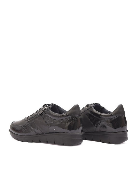 Γυναικεία Ανατομικά Sneakers Μαύρο Λουστρίνι