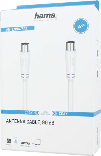 HAMA Καλώδιο Κεραίας Coax male - Coax female Λευκό 15m (00205050)