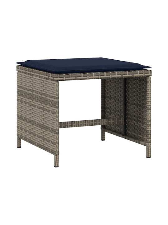 Hocker Für den Außenbereich Rattan mit Kissen Gray 4Stück 40x40x35cm