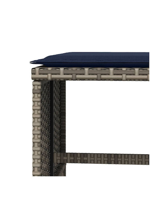 Hocker Für den Außenbereich Rattan mit Kissen Gray 4Stück 40x40x35cm