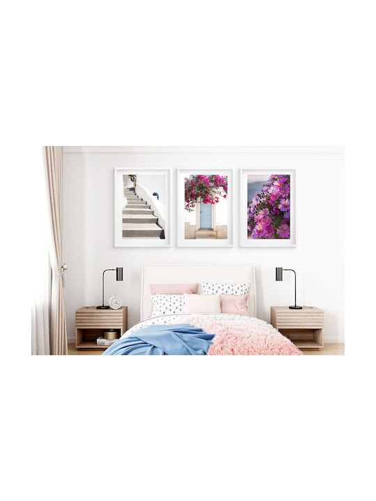 Elegante Poster Wohnzimmer Charmante Straßen von Santorini 3x30x40