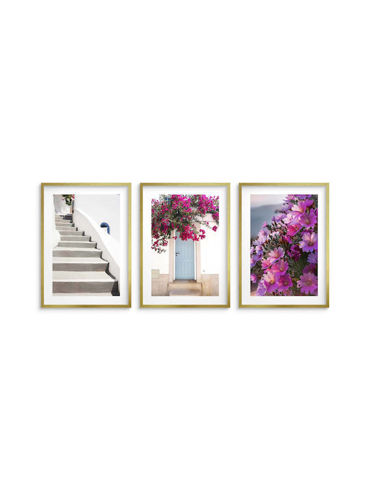 Elegante Poster Wohnzimmer Charmante Straßen von Santorini 3x30x40