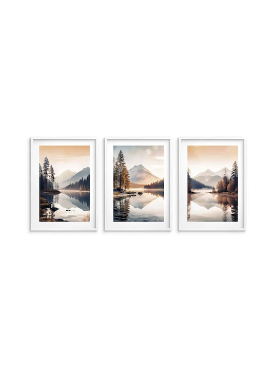 Postere Elegante de Perete Dormitor Peisaj Montan Lac 3x 30x40