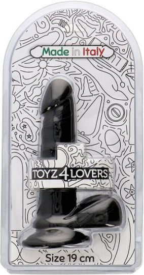 Toyz4lovers Ρεαλιστικό Dildo με Όρχεις και Βεντούζα Μαύρο 19cm