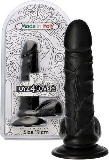 Toyz4lovers Ρεαλιστικό Dildo με Όρχεις και Βεντούζα Μαύρο 19cm