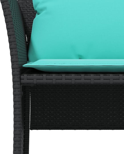Outdoor Armchair Rattan Black with Cushion 50x50x36cm