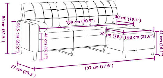 Dreisitzer Sofa Samt Grüner 197x77x80cm