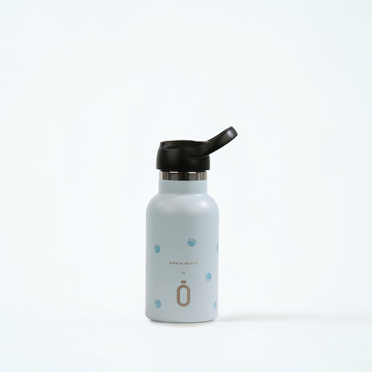 Runbott Kids Water Bottle Thermos Stainless Steel with Straw Non Spill Light Blue 350ml