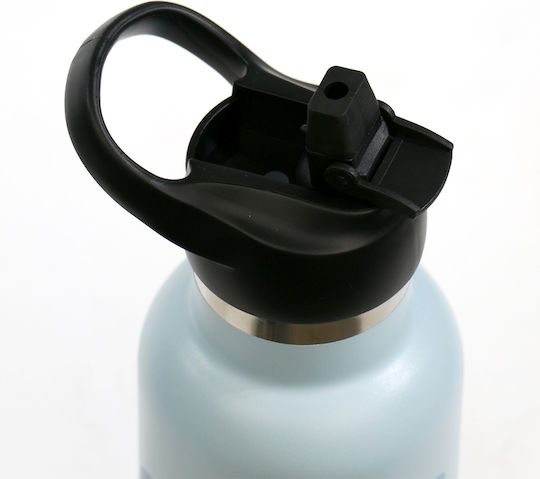Runbott Kids Water Bottle Thermos Stainless Steel with Straw Non Spill Light Blue 350ml