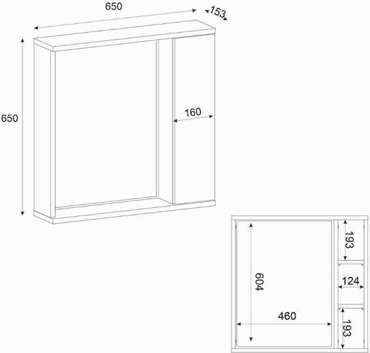 Megapap Badezimmerspiegel aus Spanplatte 65x15.3cm Weiß