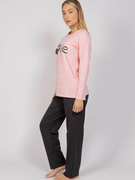 Cherry Underwear Winter Damen Pyjama-Set Pink