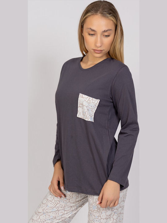 Cherry Underwear Winter Damen Pyjama-Set Grey