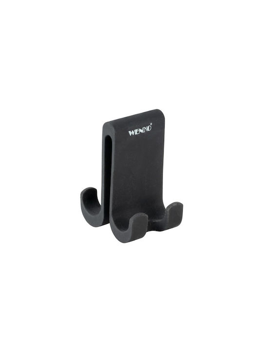 Wenko Double Wall-Mounted Bathroom Hook Black