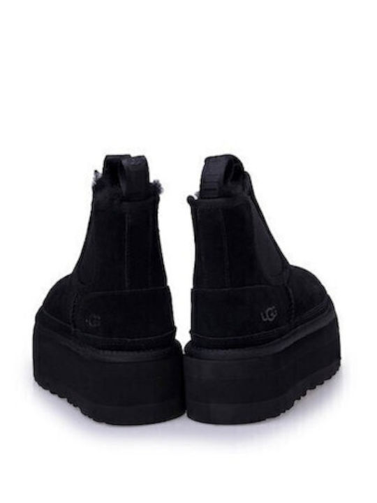 Neumel Leather Women's Chelsea Boots with Medium Heel Black