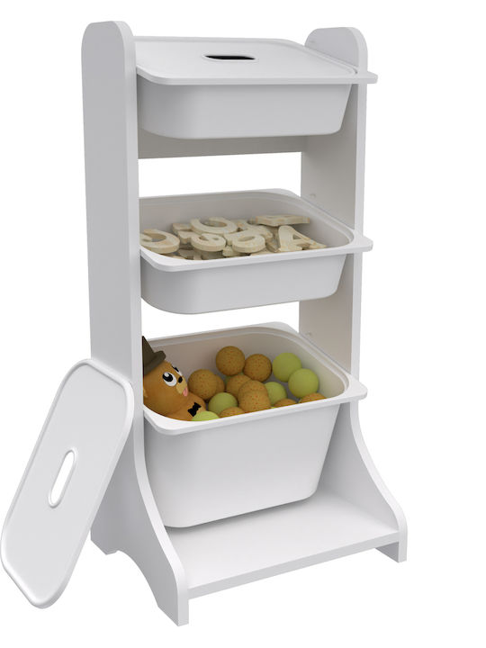 HomeMarkt Система за Съхранение на Играчки от Дърво Fred Бяла 44см