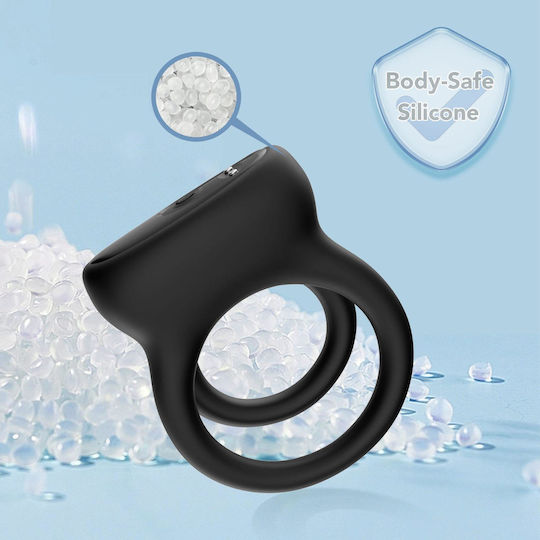 Vibrating Erection Ring Penis Overlay Dualo Black 9 Vibration Functions