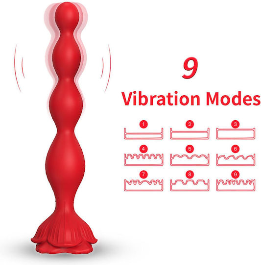 Vibrating Anal Plug Vibrator Rosestick Red 9 Vibration Functions