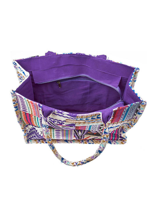 Verde Geantă De Plajă Din Material Textil Violet