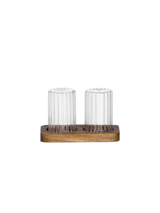 Andrea House Salt and Pepper Set Glass with Stand 2pcs