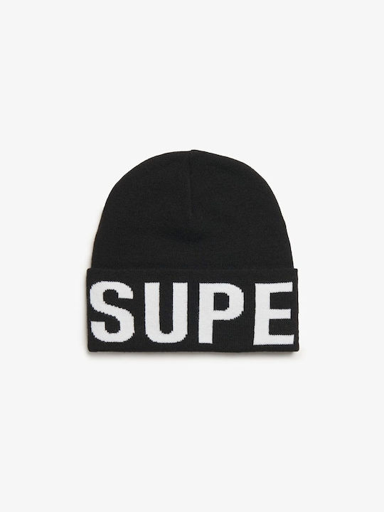 Superdry Beanie Beanie Knitted in Black color