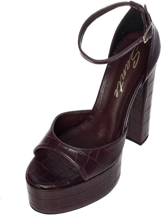 Leather Sandals Burgundy