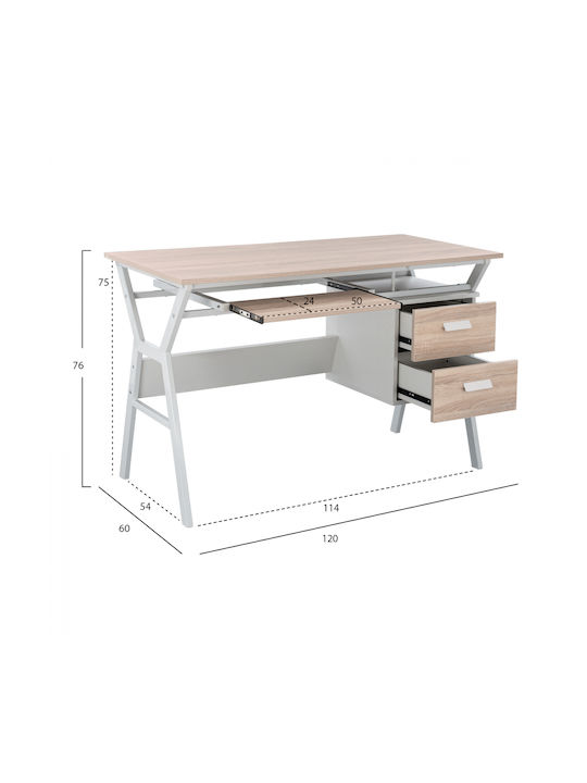 Computer Büro Vitino Holz Braun mit Metallbeinen 120x60x76cm