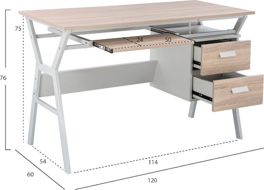 Computer Office Vitino Wooden Brown with Metal Legs 120x60x76cm