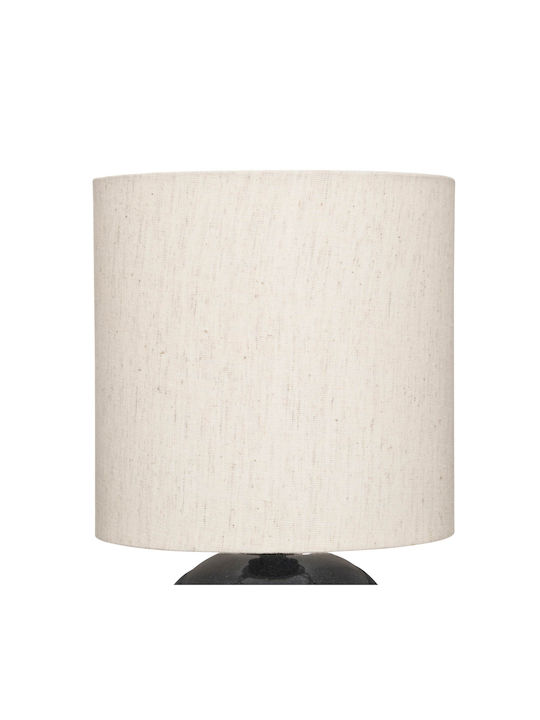 Ceramic Table Lamp for Socket E14 with Beige Shade and Blue Base