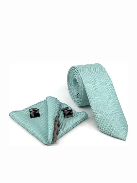 Legend Accessories Σετ Ανδρικής Γραβάτας Συνθετική Μονόχρωμη σε Τιρκουάζ Χρώμα