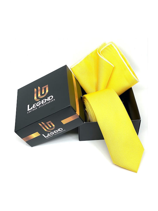 Legend Accessories Men's Tie Set Synthetic Monochrome in Yellow Color