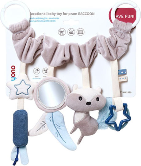 Babyono Hängendes Babyspielzeug für Kinderbett und Kinderwagen mit Beißring und Spiegel Raccoon für Neugeborene